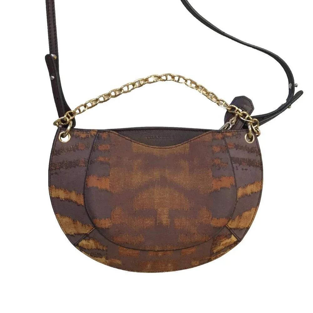 Ulla Johnson Mira Crossbody Shoulder Bag Purse Womens Brown Tiger Eye Leather
